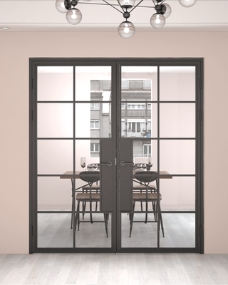 Industrial Chic Hinged French Door Set 10 Panel with Handles (2 sizes)
