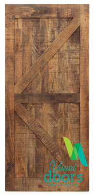 SECONDS - Artisan Cabin Solid Timber Barn Door - British Brace - Russet Stain