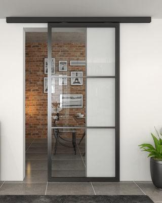 Industrial Chic Pelmet Sliding Door - 3 Panel Design
