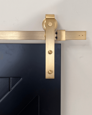 Classic Hanger Barn Door Hardware Set - Brass Finish - 2 Piece Tracks - CLEARANCE