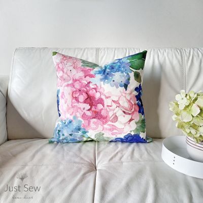 Hydrangea Watercolour Velvet Cushion