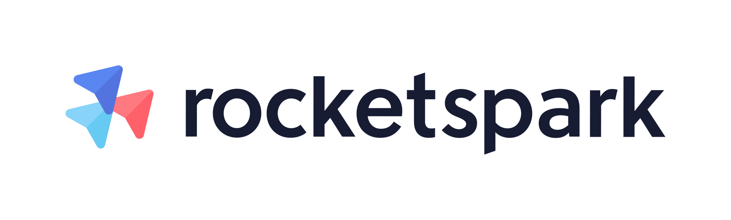 Rocketspark logo with a blue and red abstract icon next to the word "rocketspark" in lowercase dark blue letters