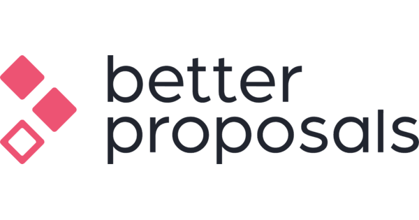 Better Proposals logo featuring three pink diamond shapes arranged diagonally, next to the words "better proposals" in lowercase dark grey letters