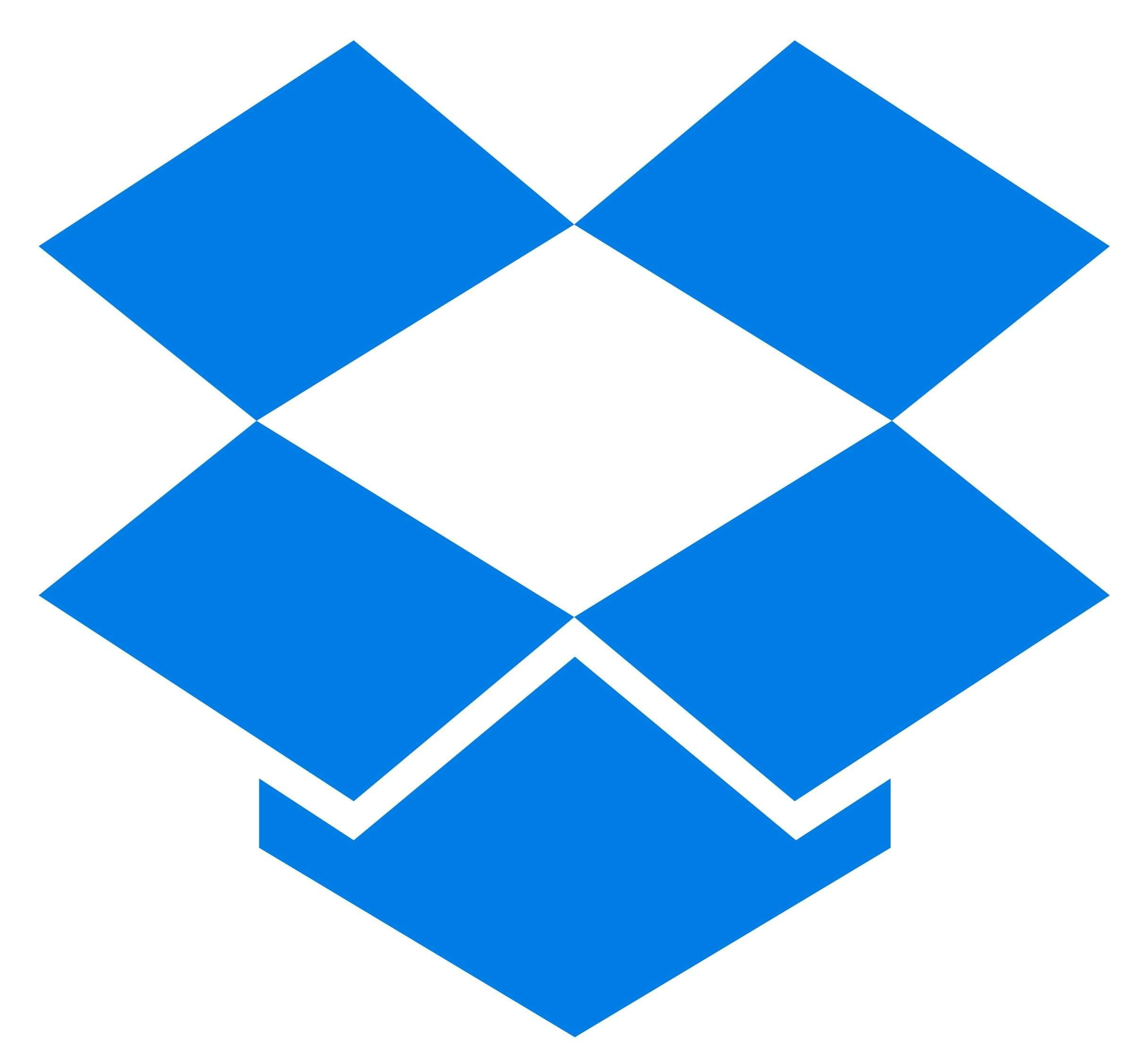 Dropbox logo featuring an open blue box made of four diamond-shaped segments