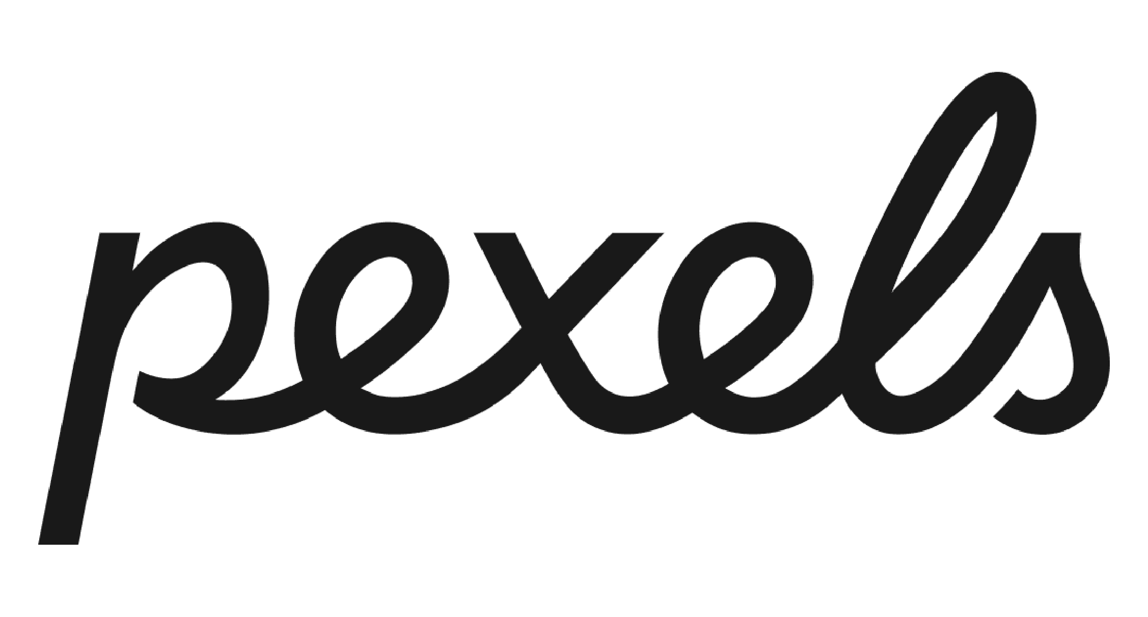 Pexels logo in black, featuring a smooth, cursive-style lowercase font