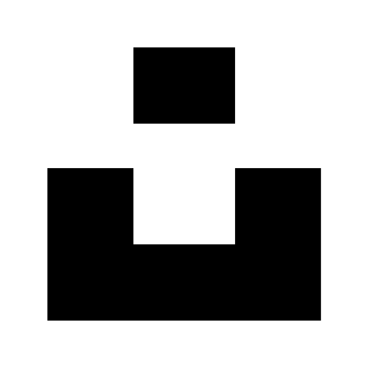 Unsplash logo featuring a black geometric design resembling a U shape with a smaller square positioned above it