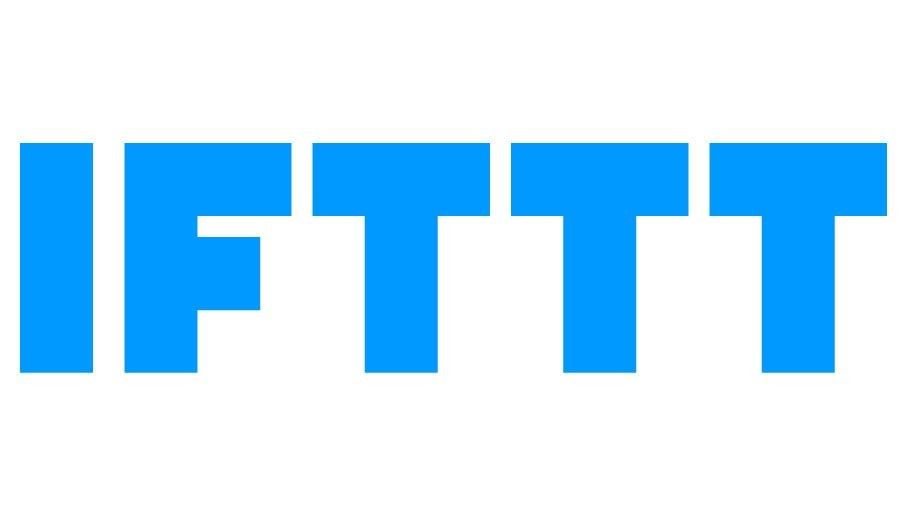 If This Then That (IFTTT ) logo in bold, uppercase blue text with a modern, blocky font