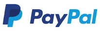 PayPal logo featuring a bold, overlapping "P" icon in dark and light blue, followed by "PayPal" in a gradient blue font