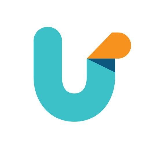 Unroll.Me logo featuring a stylised turquoise "U" with an orange folded corner resembling a page curl