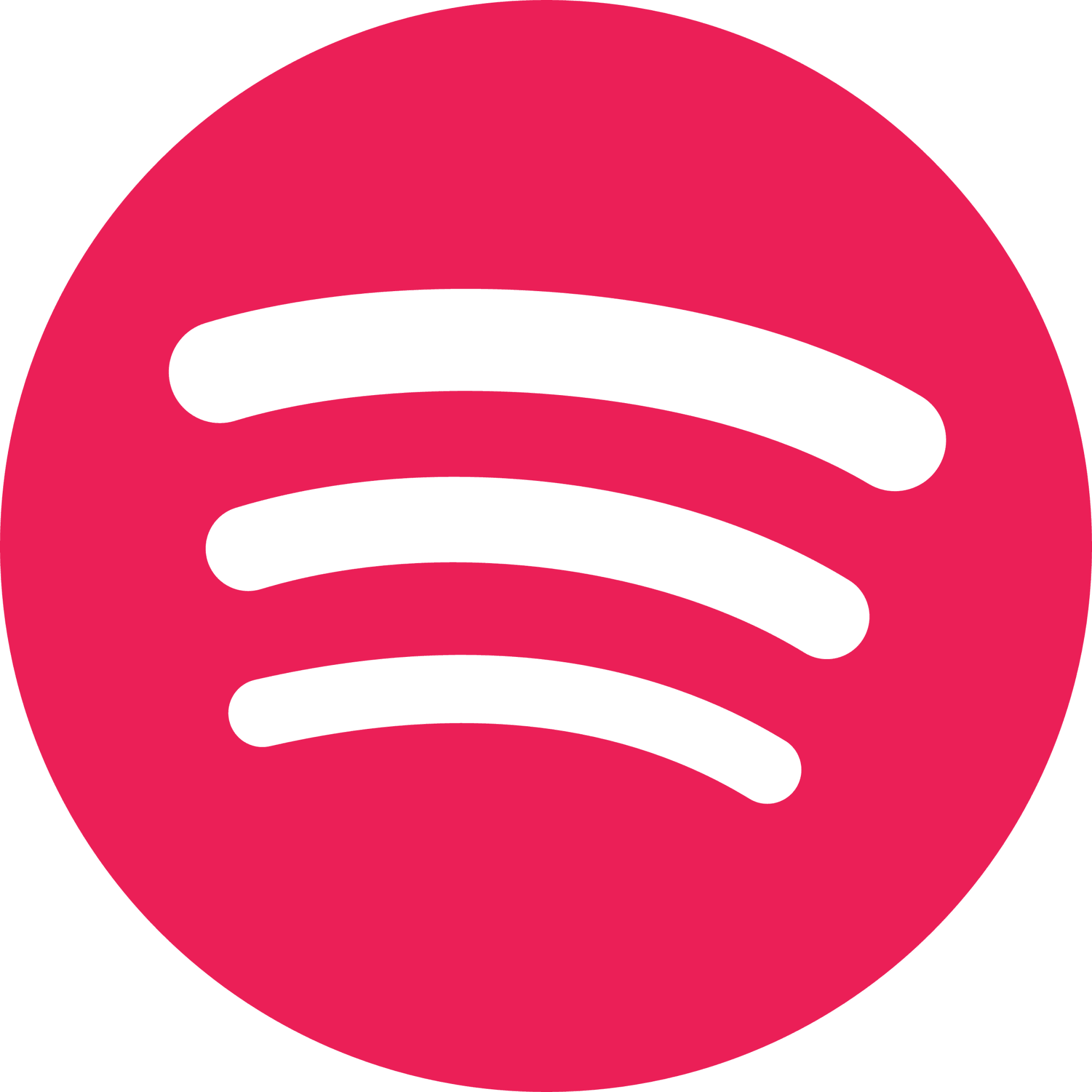 Spotify logo with three curved white sound waves inside a pink circle