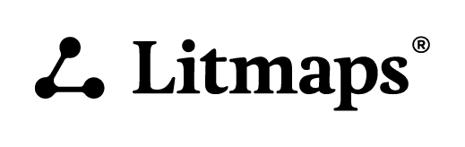 Litmaps logo features a black wordmark with a registered trademark symbol and an abstract network icon on the left.