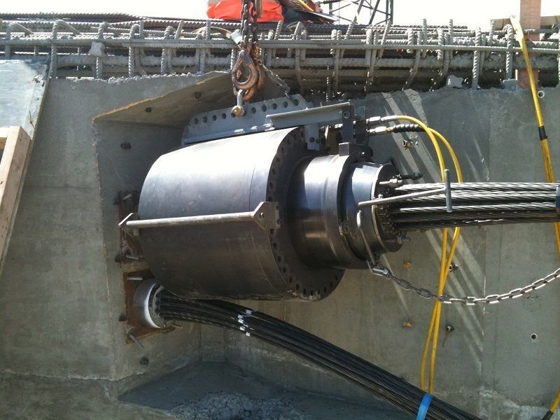 PTG multistrand post tensioning close-up during construction
