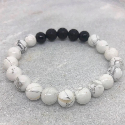 Howlite, Onyx &amp; Lava Diffuser Bracelet