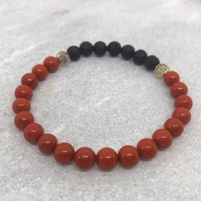Red Jasper &amp; Lava Diffuser Bracelet (Root Chakra)