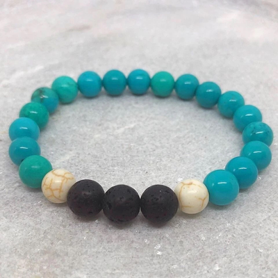 Turquoise, Howlite &amp; Lava Diffuser Bracelet