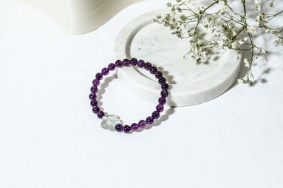 Amethyst and Fluorite Flower Bracelet