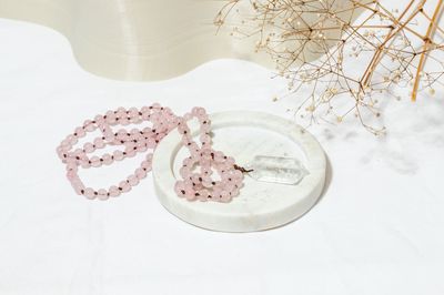 Rose Quartz &amp; Quartz Mala Beads