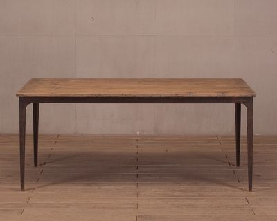 Manchurian pine and metal dining table