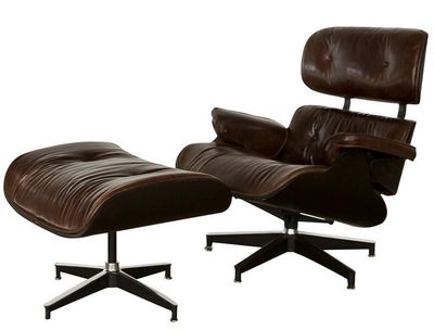 Leather Lounger and Ottoman