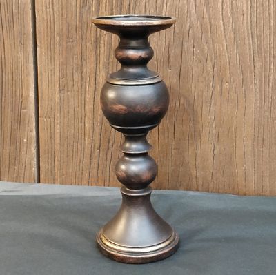 Candle Stick - Carved Wood with Gold Accents
