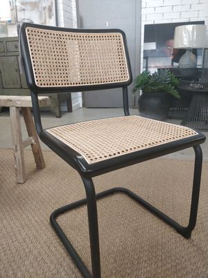 Chair - Dining Chair Black and Rattan