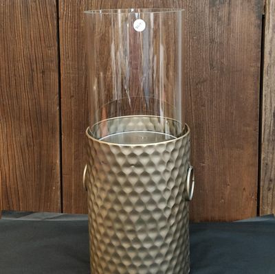 Candle holder - Pressed metal and glass