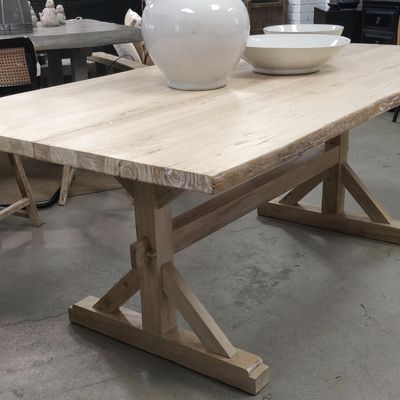 Dining Table - White washed with pedestal legs