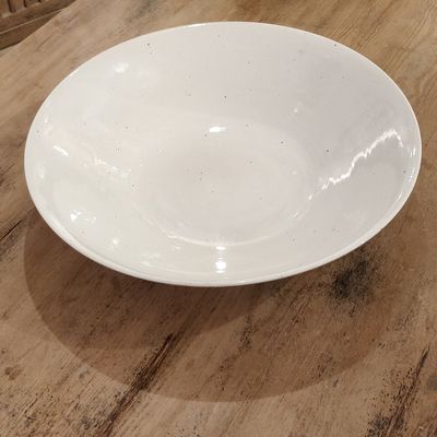 Bowl - White Ceramic Low and Flat