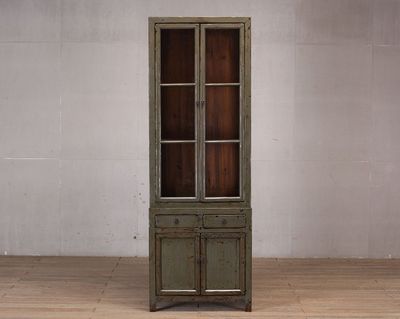 Tall Cabinet - 4 Doors 2 Drawers Green Lacquer