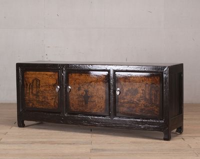 Cabinet - 3 Doors - Black Lacquer with gold acents