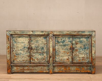 Cabinet - 4 Doors c 1920 - Green Crackle Lacquer