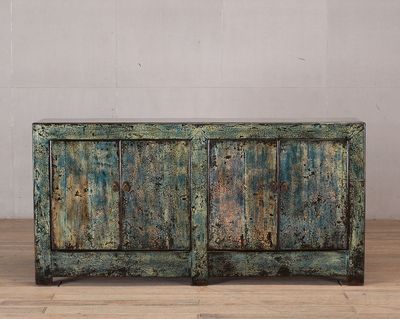 Cabinet 4 Doors c1920 Green Blue Crackle Lacquer