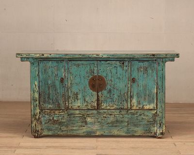 Cabinet c1920 4 Doors Green Lacquer with Feature Metal Detail