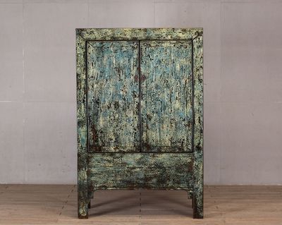 Cabinet - Tall c1920 2 Doors Green Blue Crackle
