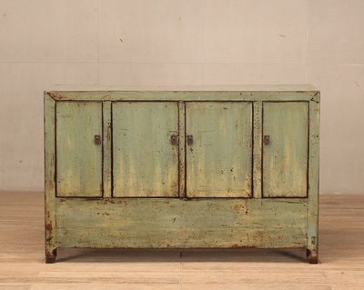 Cabinet - c 1920 4 Doors Pale Green Lacquer