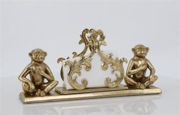 Napkin Holder - Gold with Monkeys