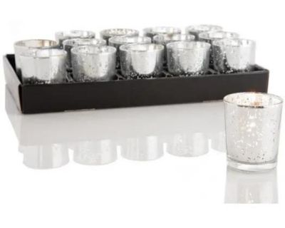 Candle Holder - Tealight Antique Glass Silver