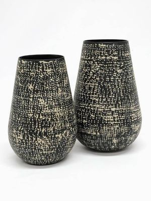 Vase - Metal Vase - Antique Black Patterned