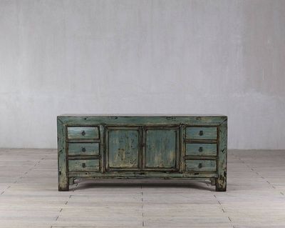 Cabinet - c1920 - 6 Drawers 2 Doors - Sea Green Lacquer