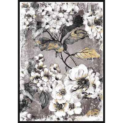 Art - Canvas Art Floral Black and Gold