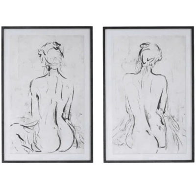 Art - Sketched Lady Glass Framed Prints A/B 100 x 80