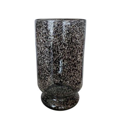 Black Leopard Glass Hurricane Lamp