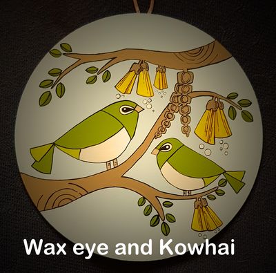 Wax eye and Kowhai - small