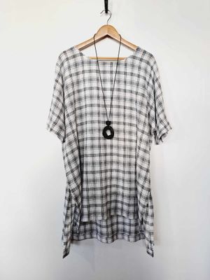 Lucy Tunic Navy &amp; White Grid SALE $100