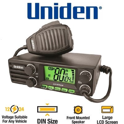 Uniden UH5050 DIN Size UHF CB Mobile - 80 Channels with Large LCD Screen