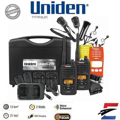 Uniden UH820S-2TP 80 Channels 2 Watt UHF Handheld Tradies Pack