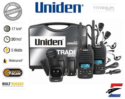 Uniden UH850S-2TP  5 Watt UHF Waterproof CB Handheld - Tradies Pack
