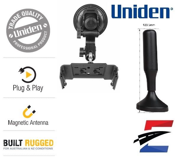 Uniden UHF CB Radio Plug &amp; Play Windscreen Mounting Kit &amp; Antenna