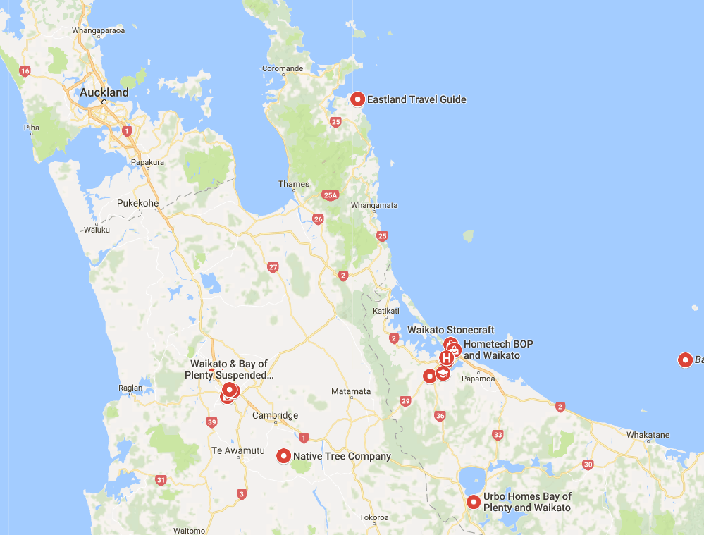 Bay of Plenty and Waikato Google Map