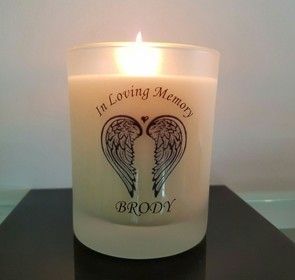 Memorial Candle Angel Wing Design